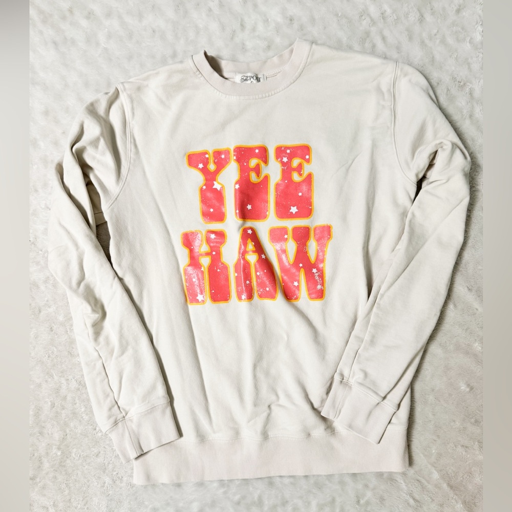 The POST Cream Yee Haw Crewneck Sweatshirt